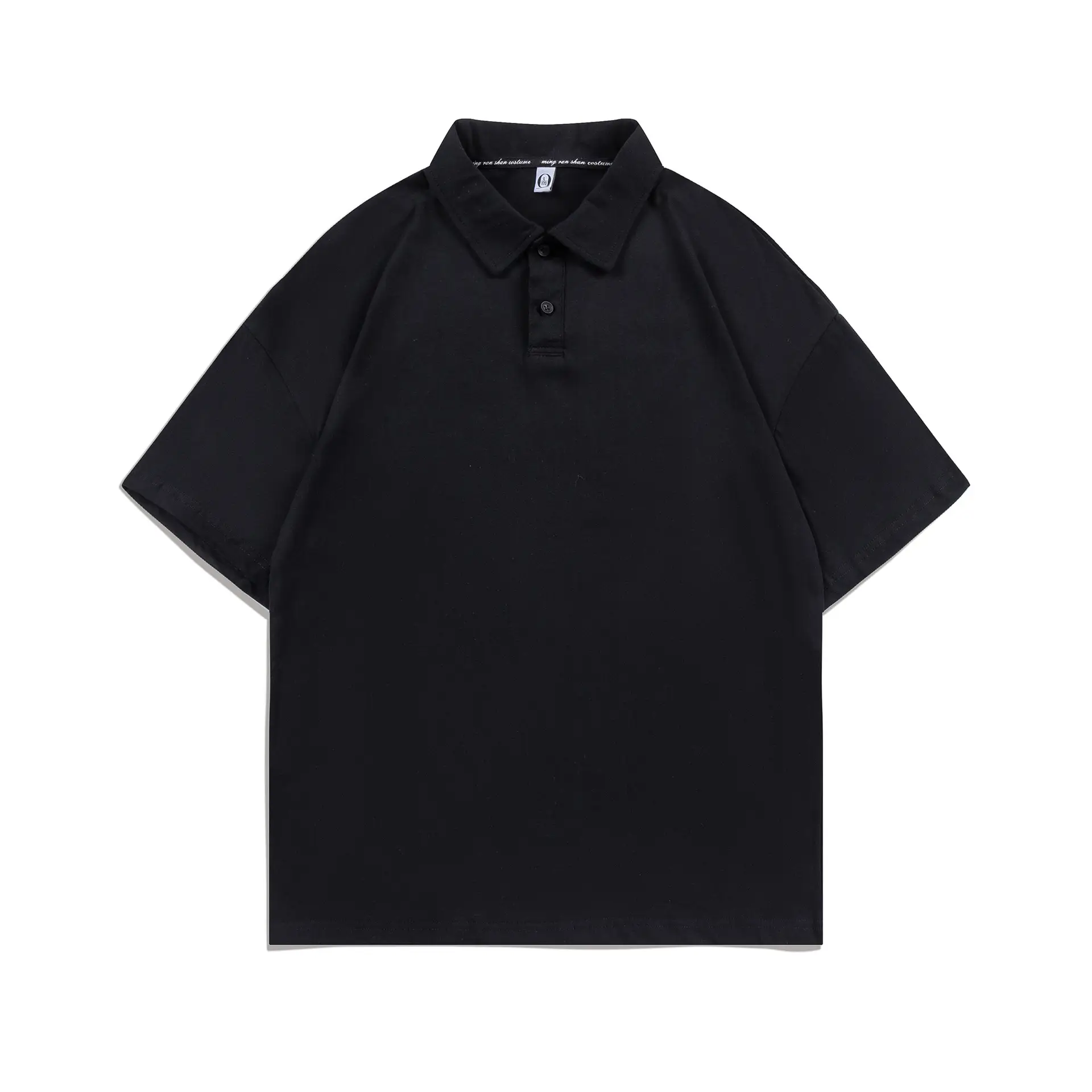 Pure Cotton Polo Shirt Light Blue Unisex Loose Fit - Image 15