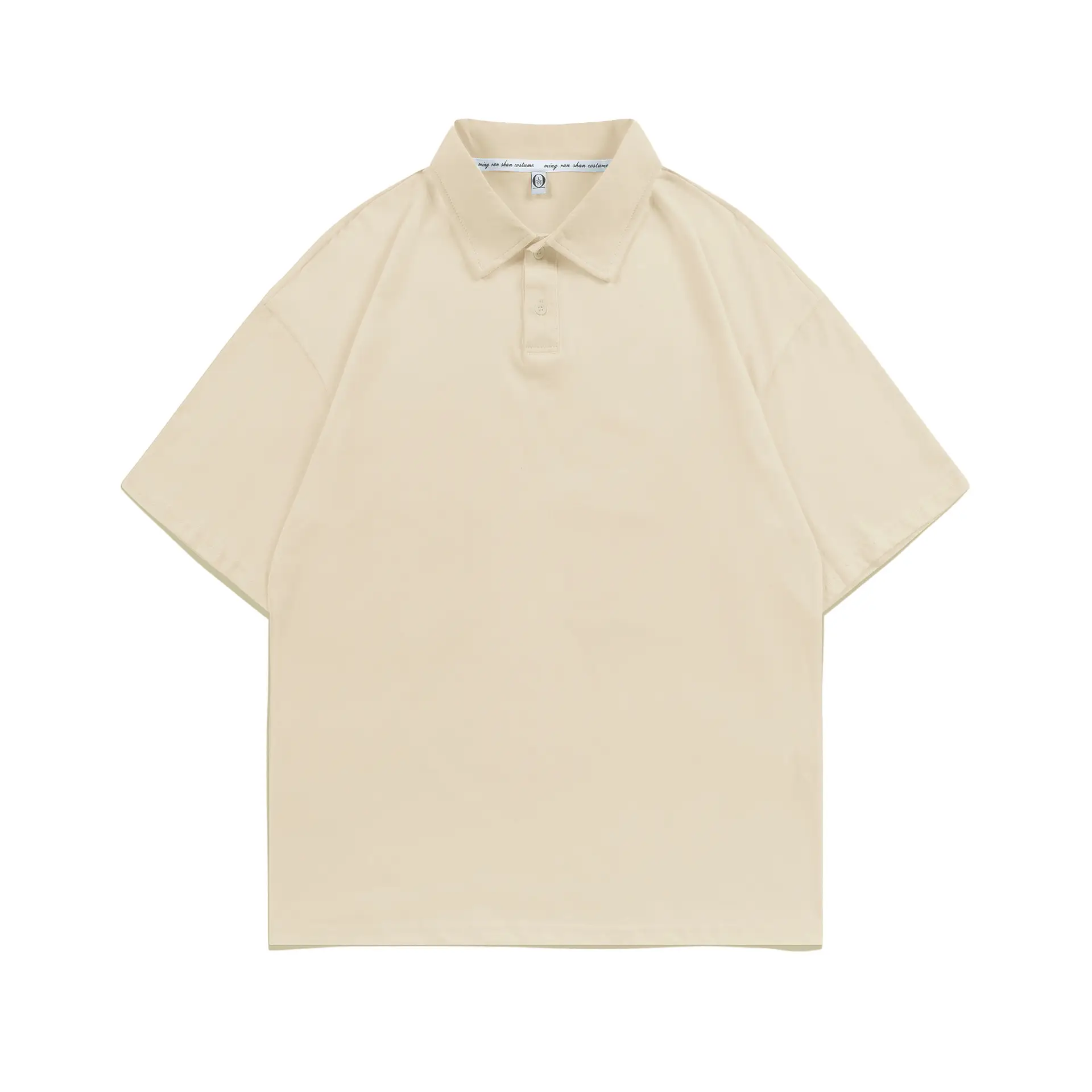 Pure Cotton Polo Shirt Light Blue Unisex Loose Fit - Image 17