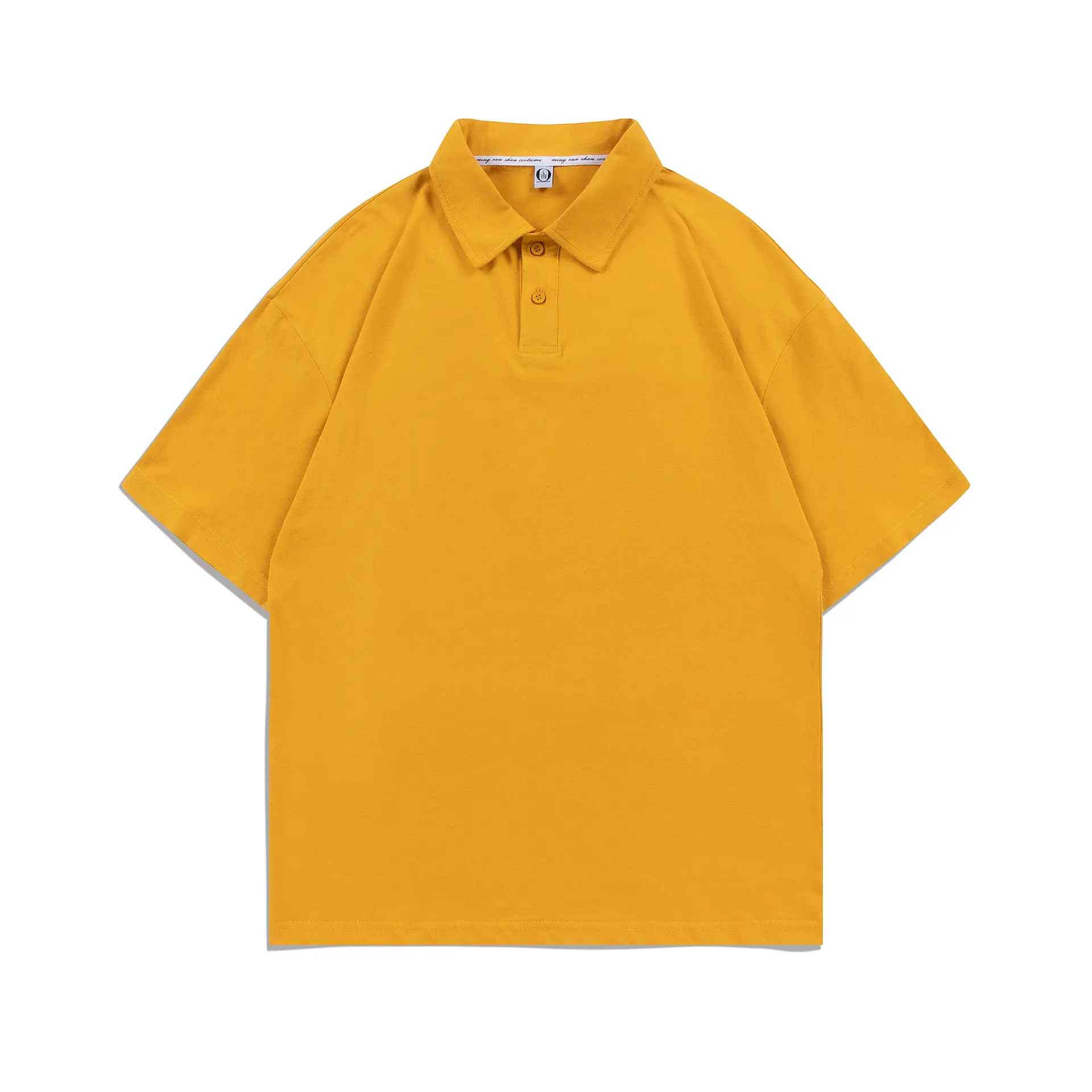 Pure Cotton Polo Shirt Light Blue Unisex Loose Fit - Image 3
