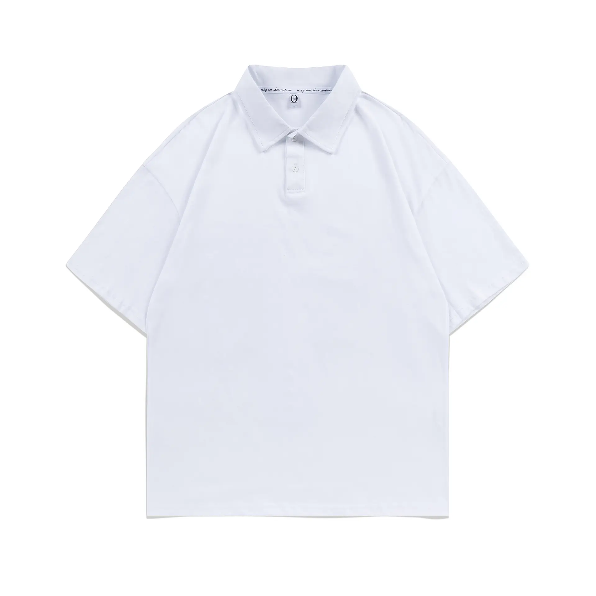 Pure Cotton Polo Shirt Light Blue Unisex Loose Fit - Image 4