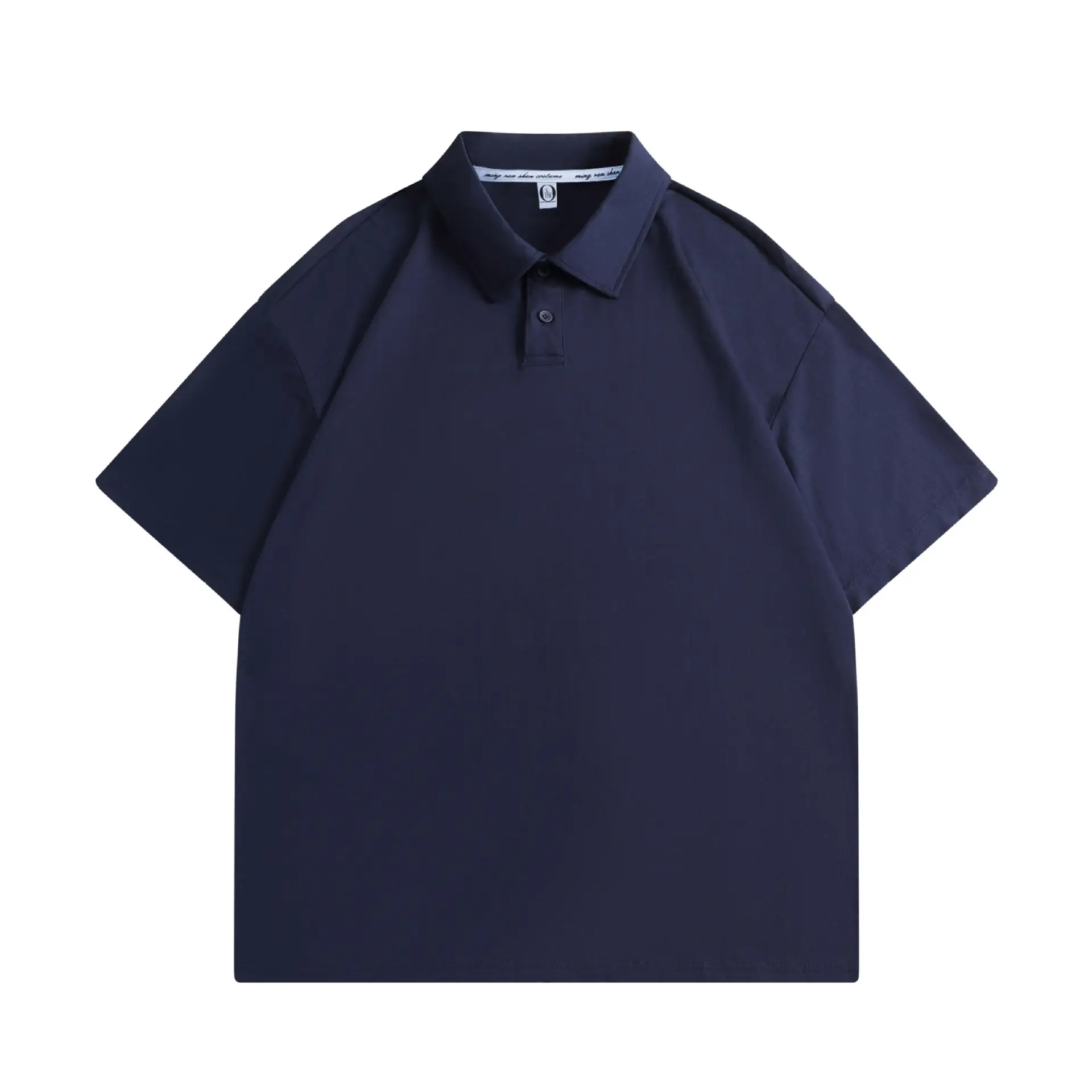 Pure Cotton Polo Shirt Light Blue Unisex Loose Fit - Image 5