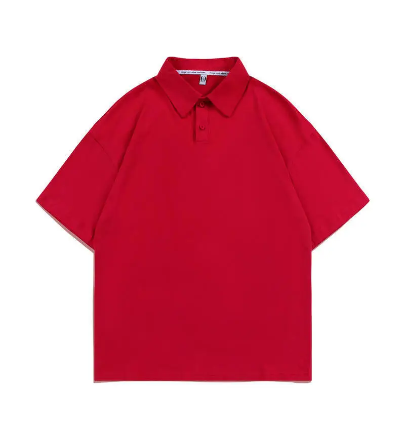 Pure Cotton Polo Shirt Light Blue Unisex Loose Fit - Image 6