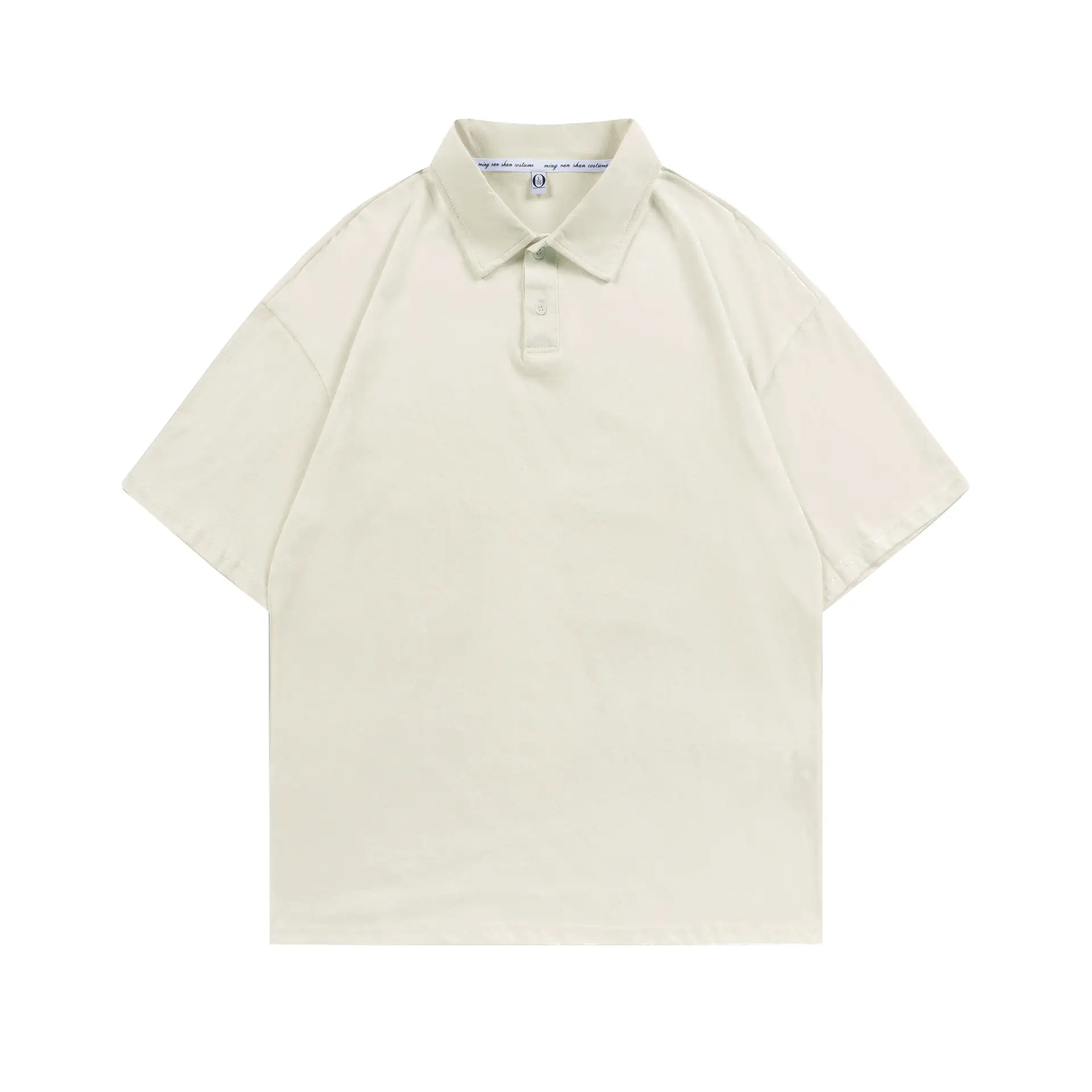 Pure Cotton Polo Shirt Light Blue Unisex Loose Fit - Image 7