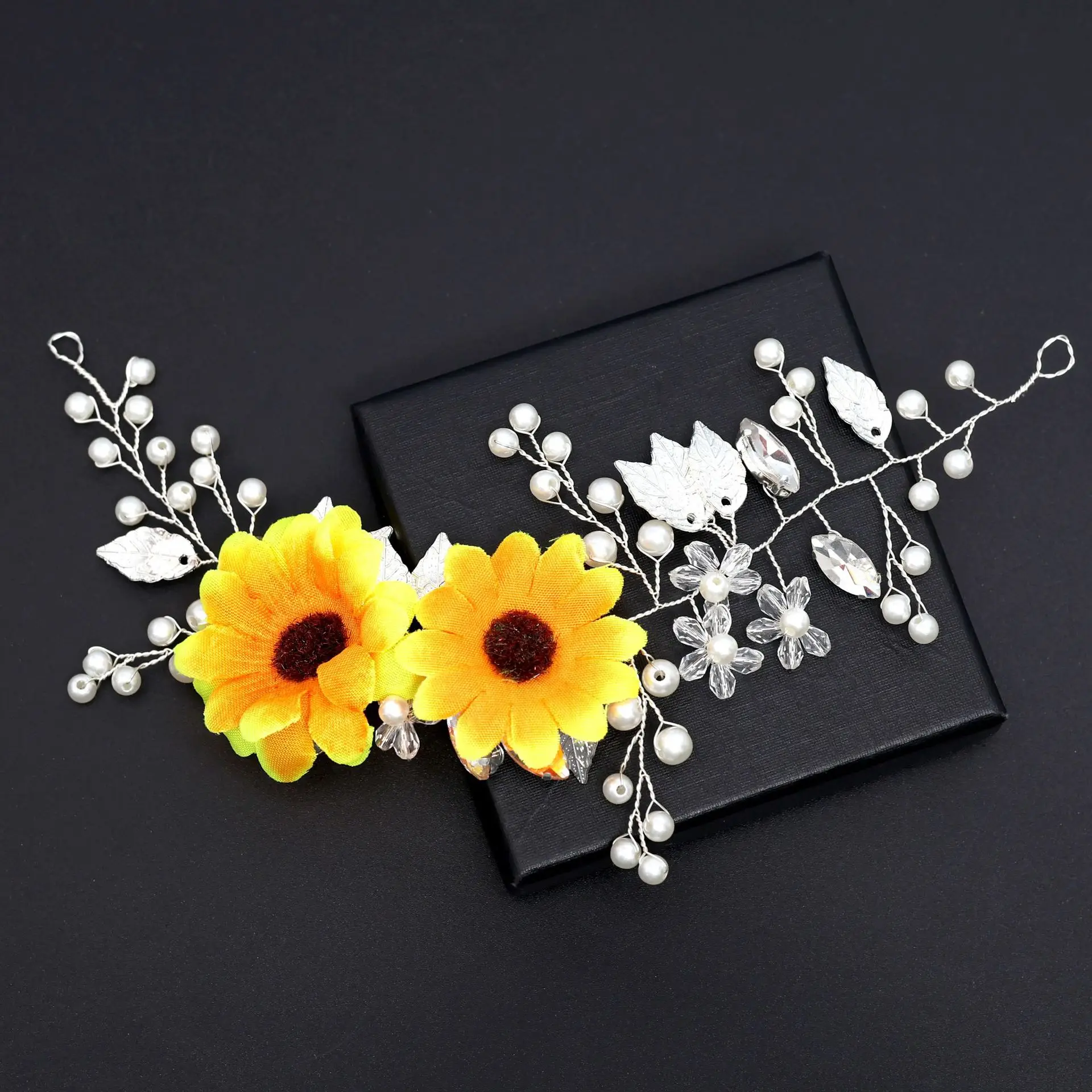 Sunflower Pearl Headband for Women Ancient Style Hanfu Hair Accessory