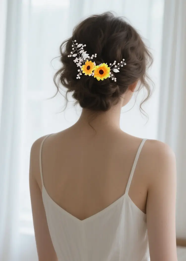 Sunflower Pearl Headband for Women Ancient Style Hanfu Hair Accessory — feature 3
