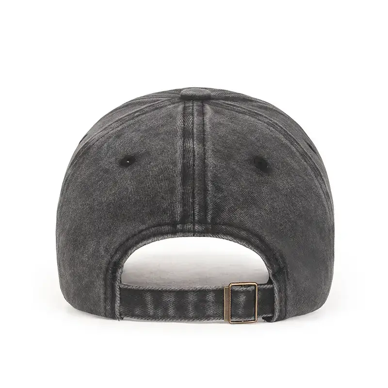 Men Retro Distressed Denim Baseball Cap with Butterfly Embroidery - Image 9