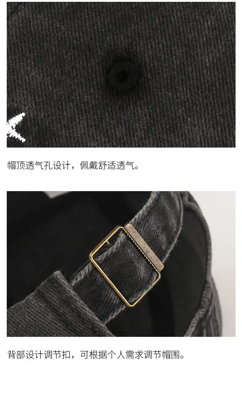 Men Retro Distressed Denim Baseball Cap with Butterfly Embroidery — feature 10