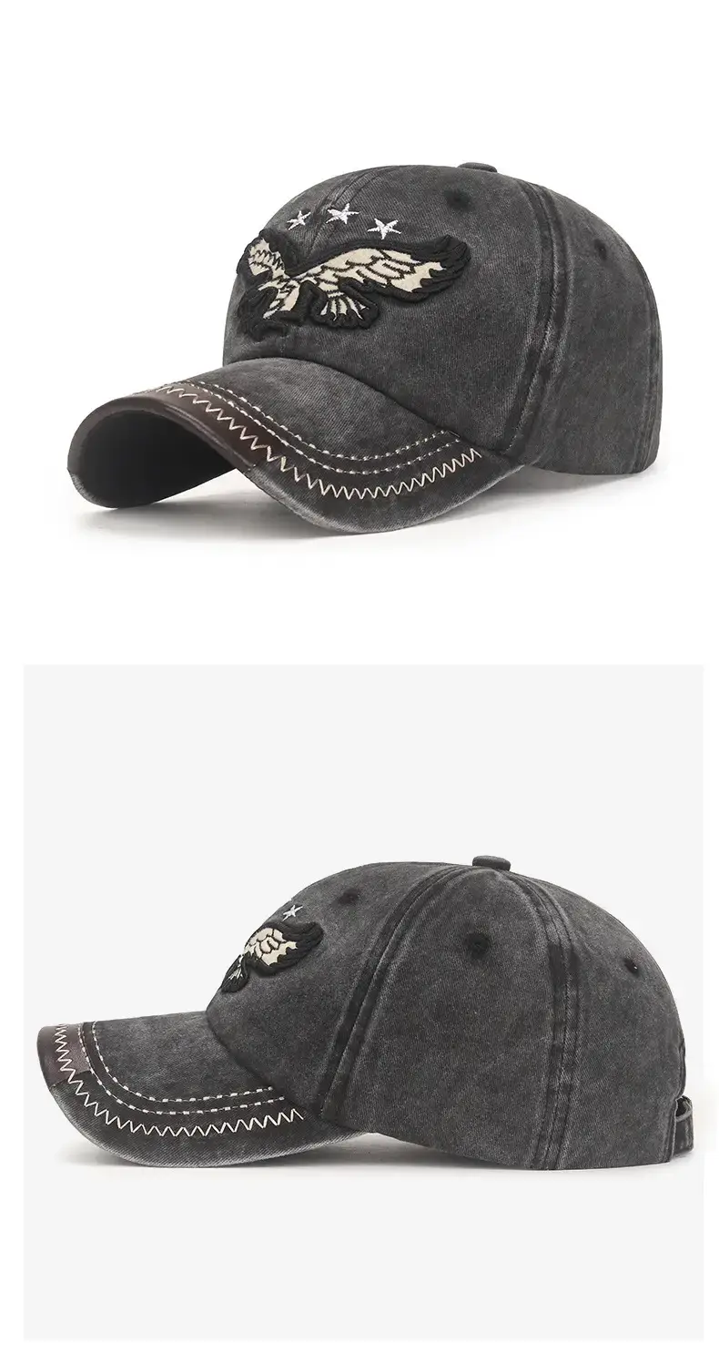 Men Retro Distressed Denim Baseball Cap with Butterfly Embroidery — feature 7