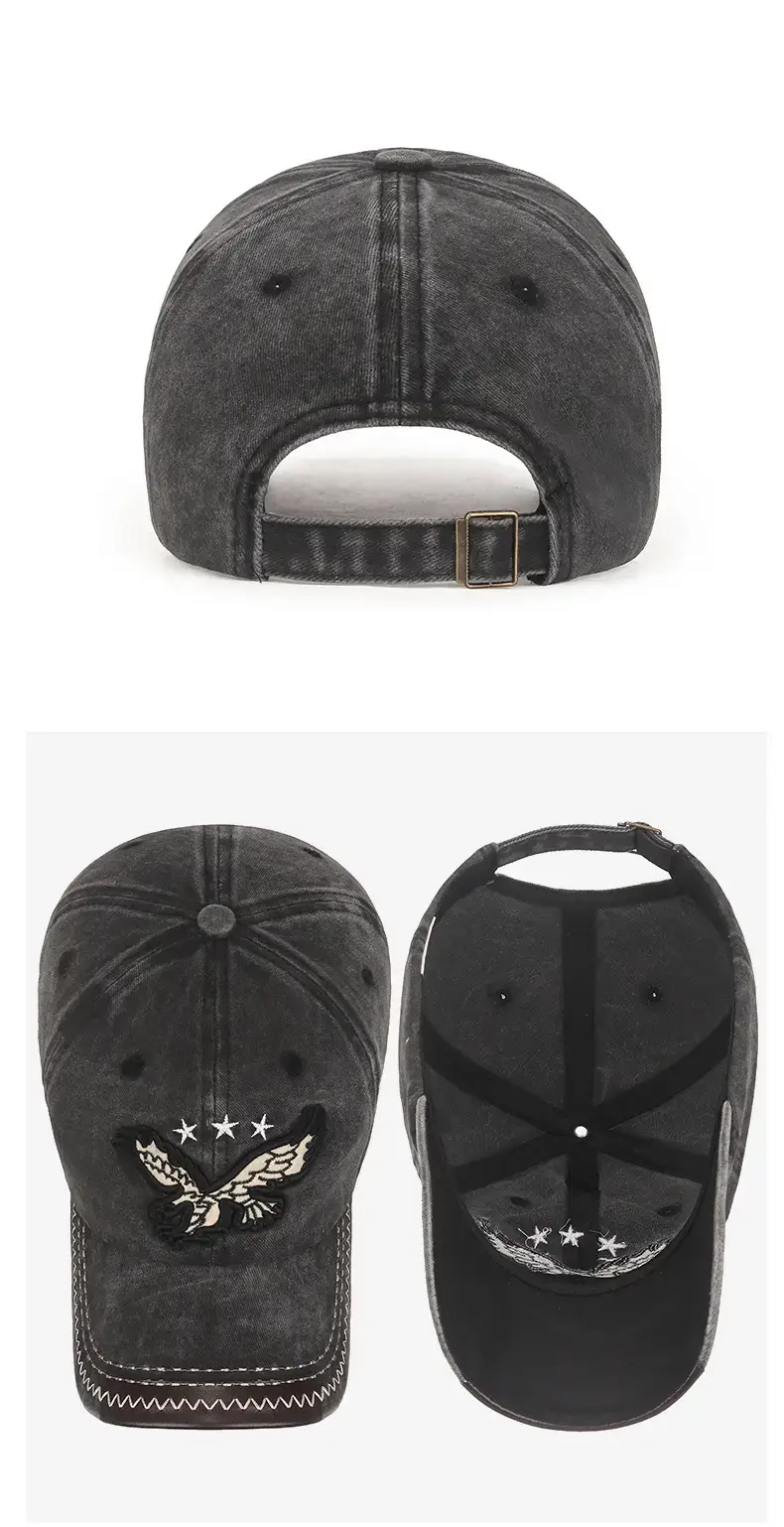 Men Retro Distressed Denim Baseball Cap with Butterfly Embroidery — feature 8