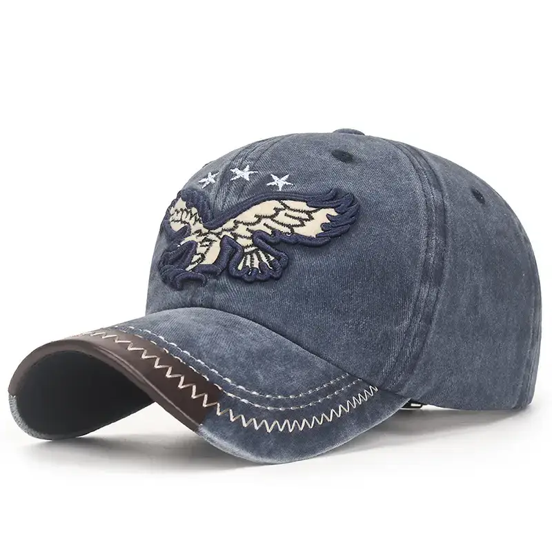 Men Retro Distressed Denim Baseball Cap with Butterfly Embroidery - Image 5