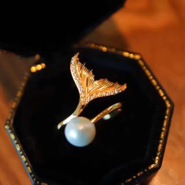 Natural Freshwater Pearl Fishtail Ring for Women - Image 3