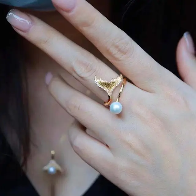 Natural Freshwater Pearl Fishtail Ring for Women — feature 5