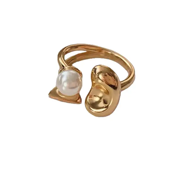 Women's Open Ring with Pearl & Gold Plated - Image 7