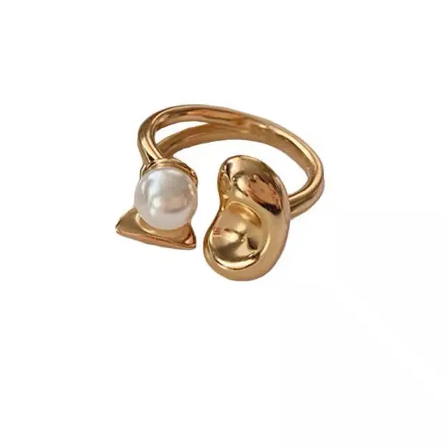 Women's Open Ring with Pearl & Gold Plated — feature 5