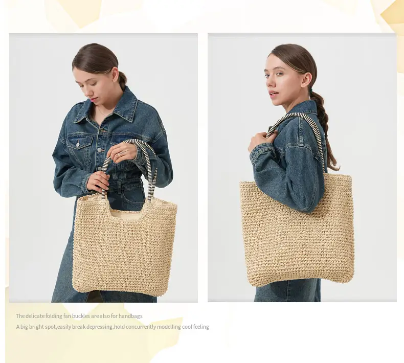 Women's Handmade Straw Shoulder Bag Large Capacity — feature 8