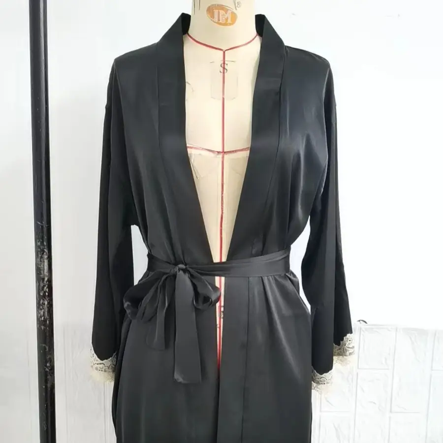 Black Camexue Belted Nightgown Women 2018 - Image 11