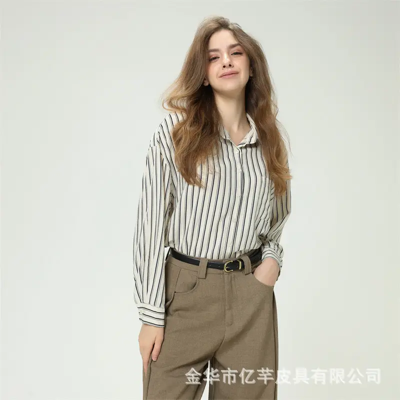 Women's Striped Shirt Belt High-Grade Leather — feature 10