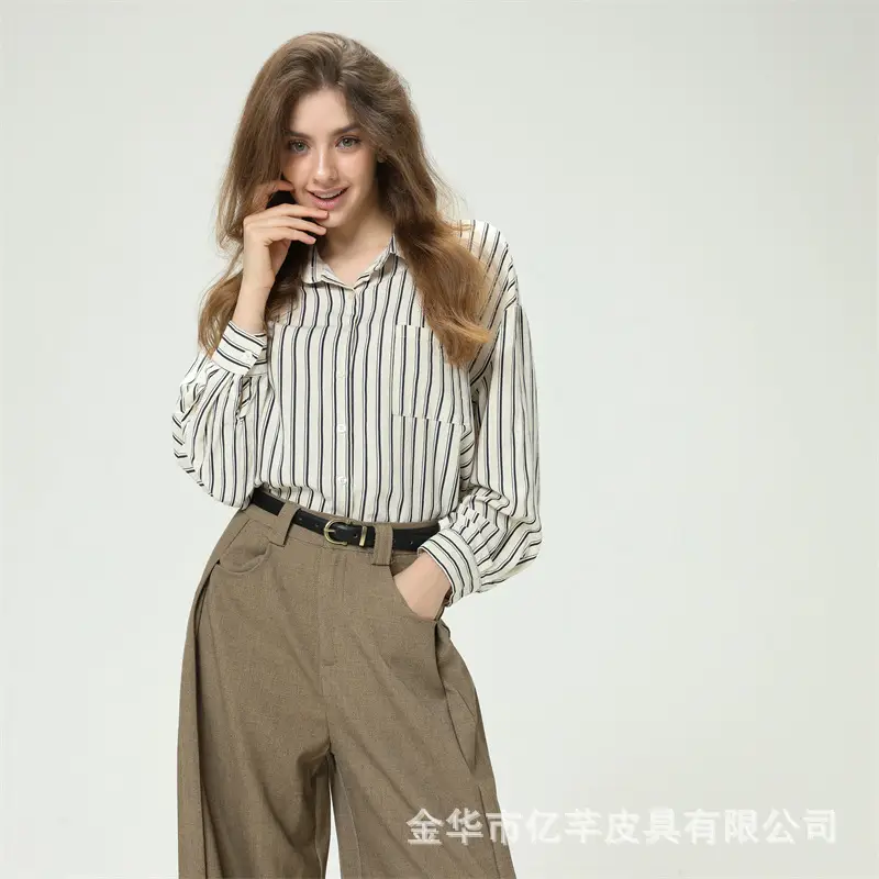 Women's Striped Shirt Belt High-Grade Leather — feature 11