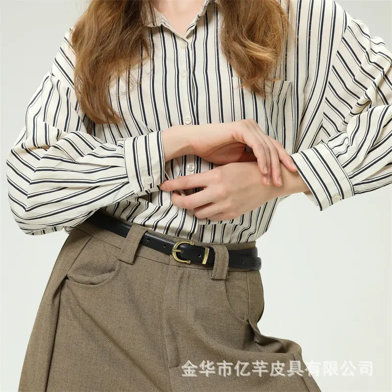 Women's Striped Shirt Belt High-Grade Leather — feature 8