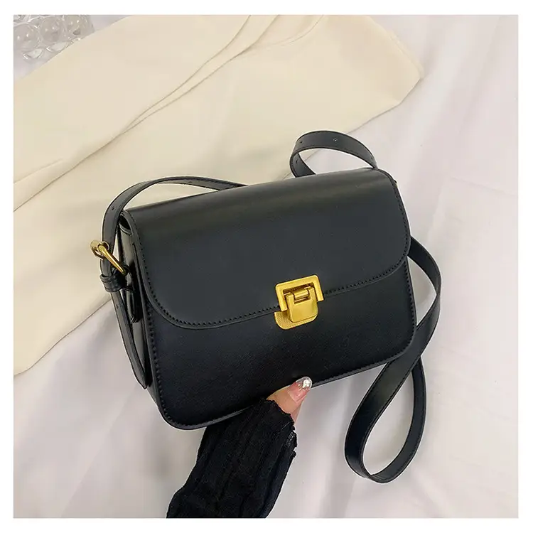 White Leather Crossbody Bag with Gold Clasp — feature 28