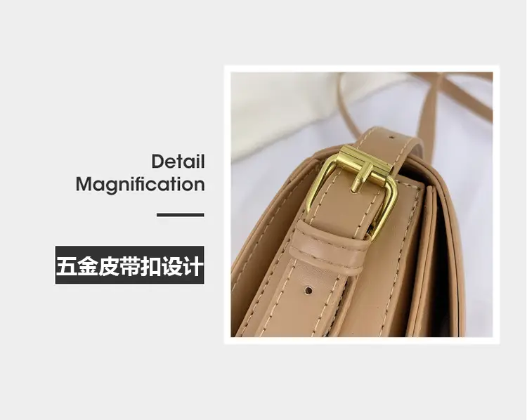 White Leather Crossbody Bag with Gold Clasp — feature 5
