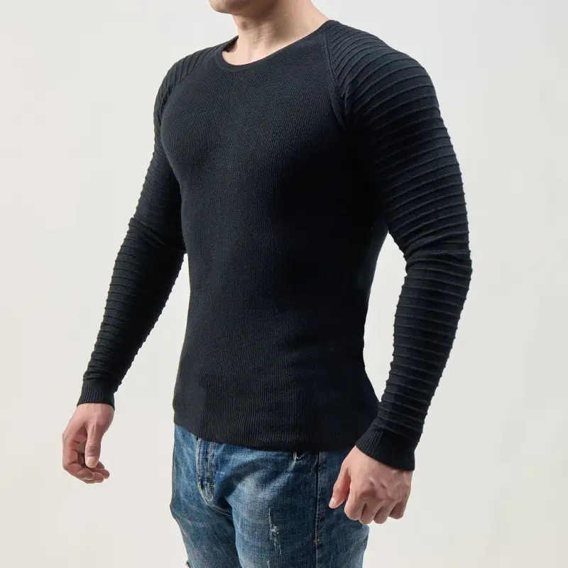 Men's 2024 Knit Round Neck Sweater Grey