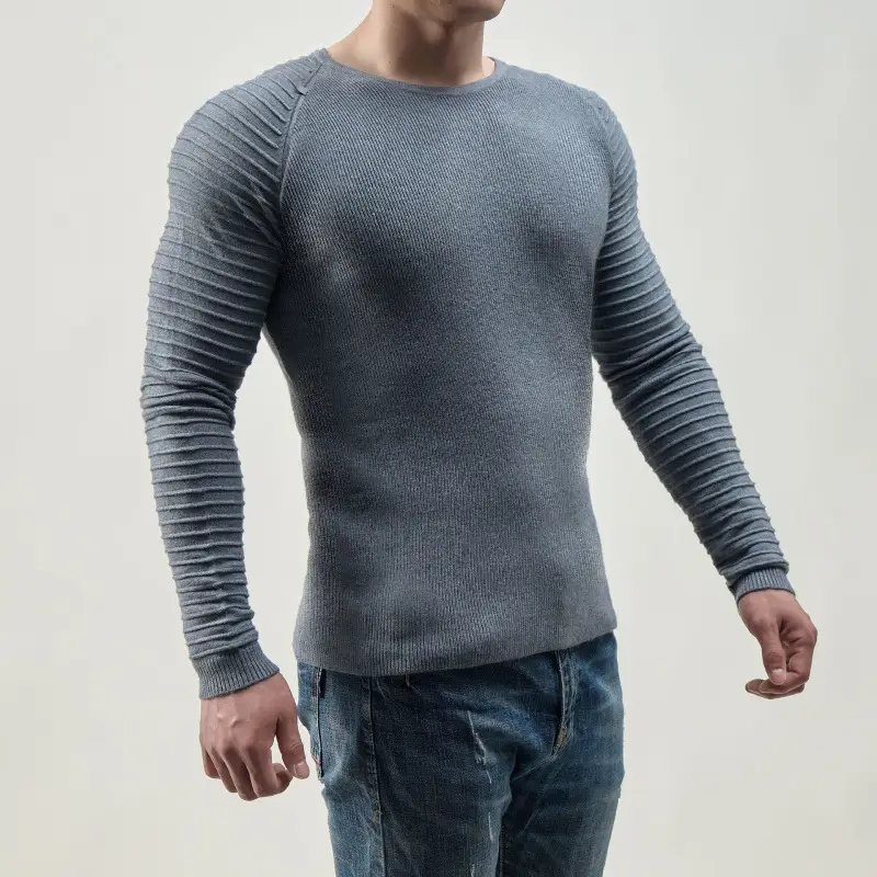 Men's 2024 Knit Round Neck Sweater Grey