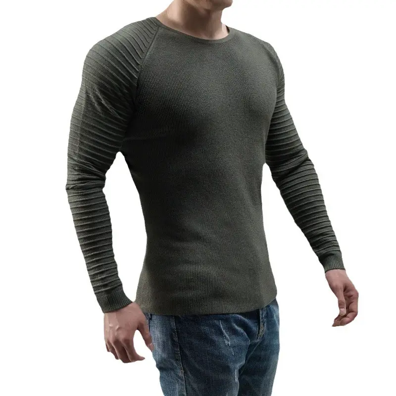 Men's 2024 Knit Round Neck Sweater Grey