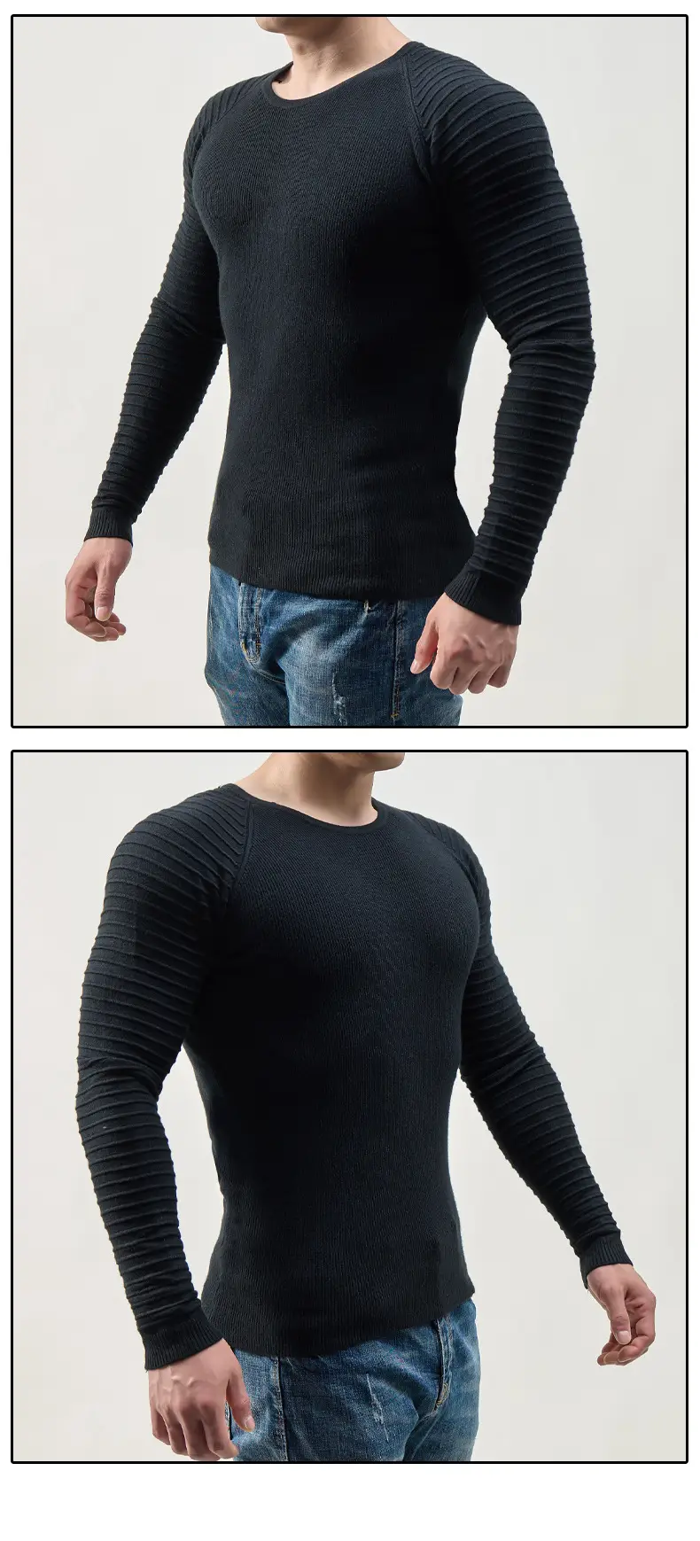 Men's 2024 Knit Round Neck Sweater Grey — feature 11