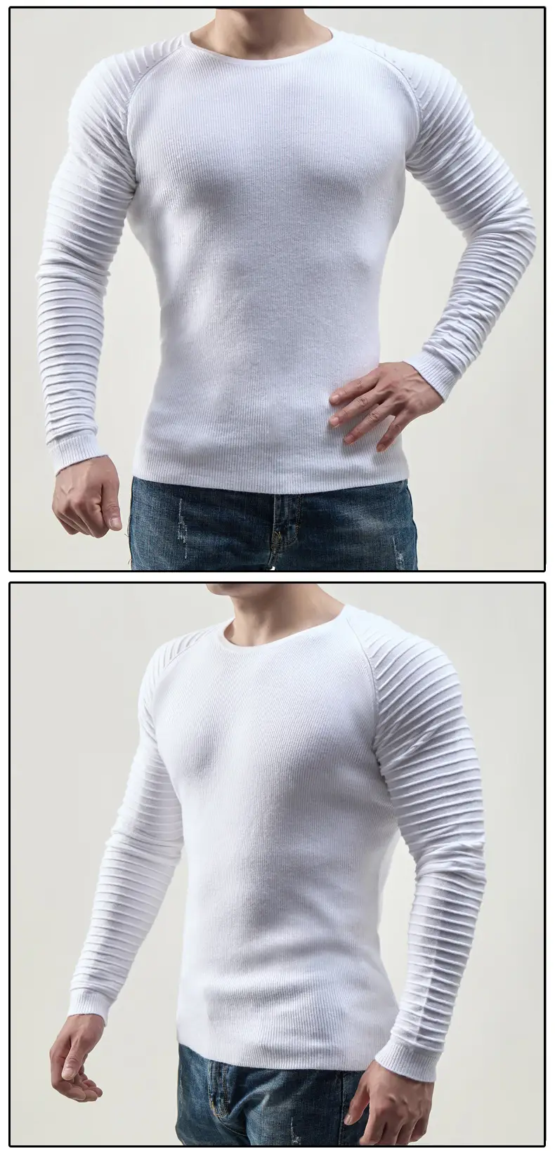 Men's 2024 Knit Round Neck Sweater Grey — feature 8