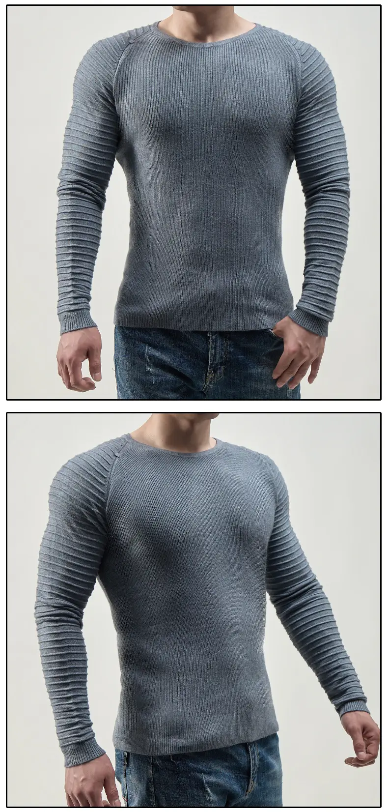 Men's 2024 Knit Round Neck Sweater Grey — feature 9