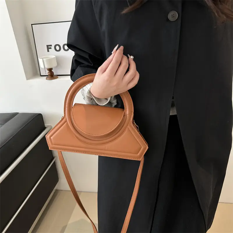 Women's Cream Leather Shoulder Crossbody Bag 2024 - Image 9