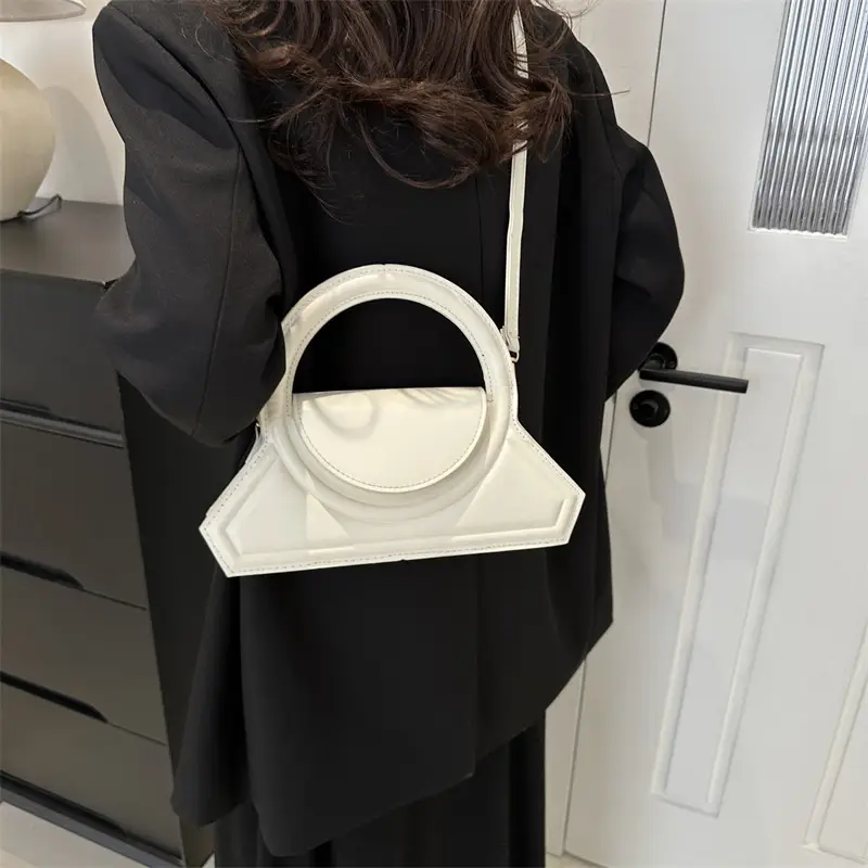 Women's Cream Leather Shoulder Crossbody Bag 2024 - Image 10