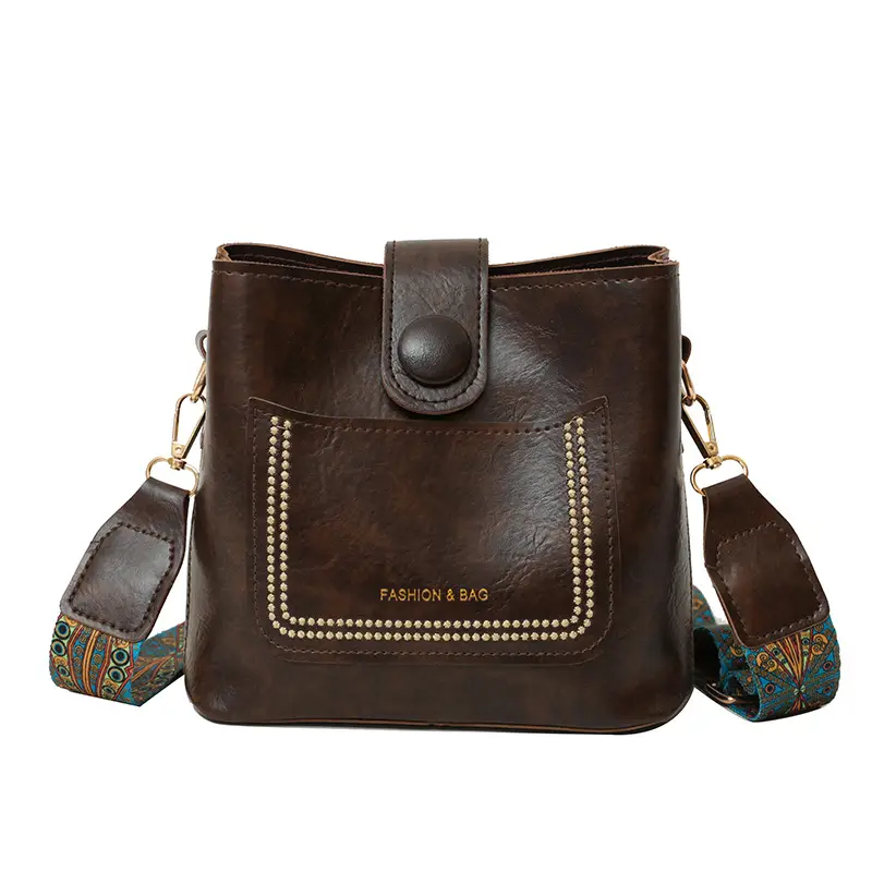Black Korean Style Shoulder Bag with Wide Strap - Image 5