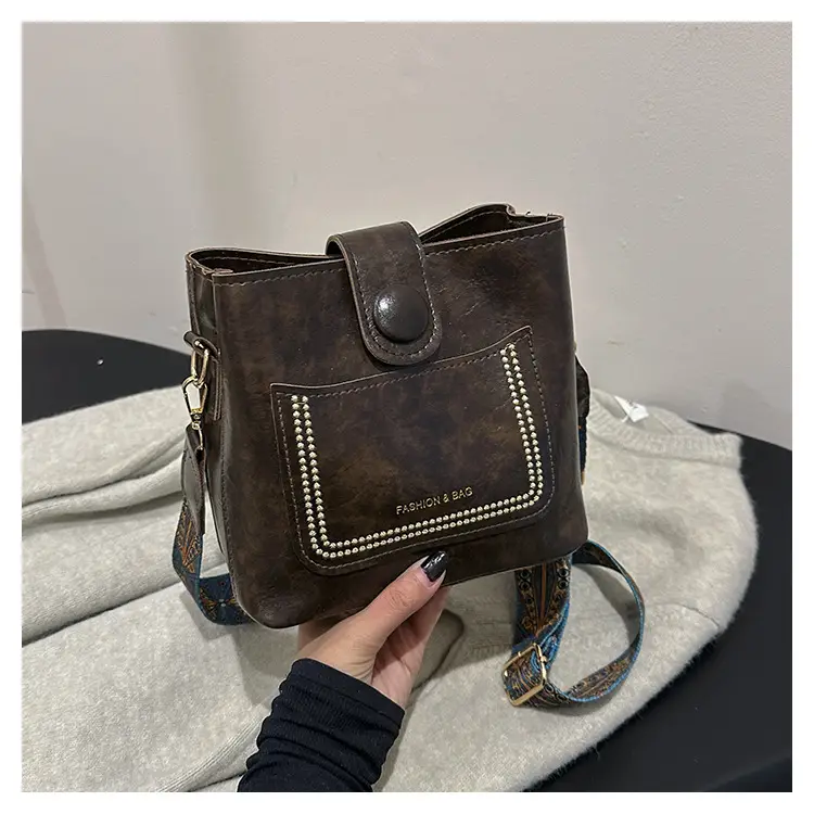 Black Korean Style Shoulder Bag with Wide Strap — feature 22