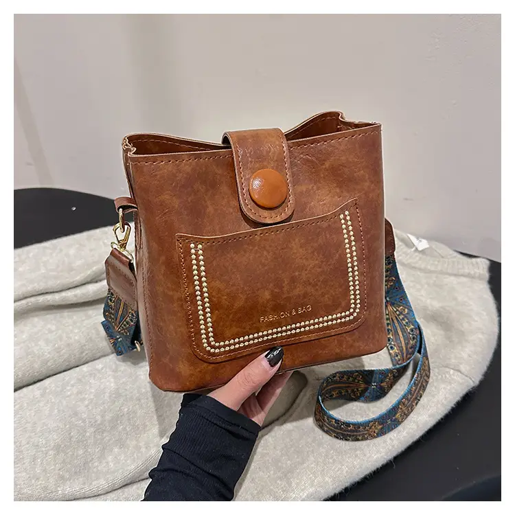 Black Korean Style Shoulder Bag with Wide Strap — feature 24