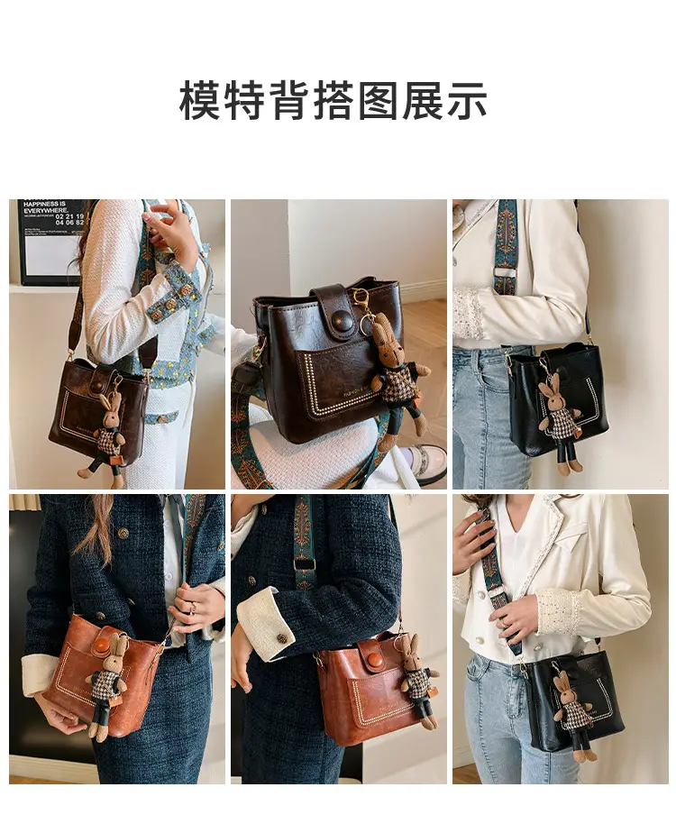 Black Korean Style Shoulder Bag with Wide Strap — feature 7