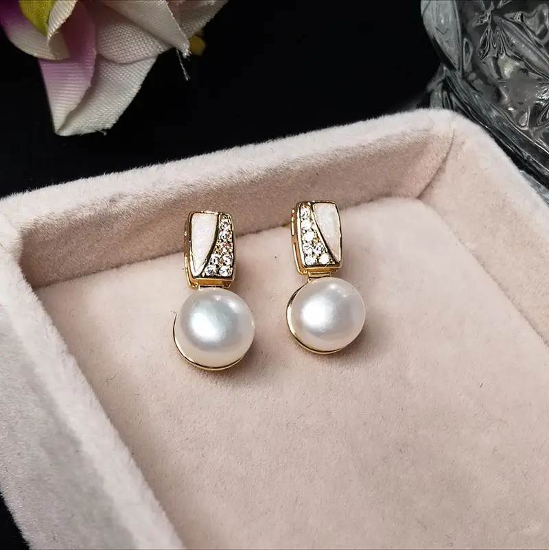 S925 Silver Pearl Earrings French Temperament - Image 2