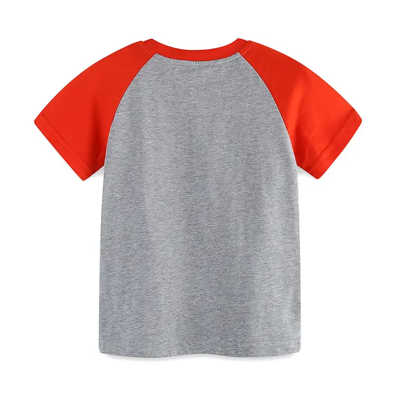 Summer Boys T-shirt Red Grey Cartoon Kids Cotton - Image 3