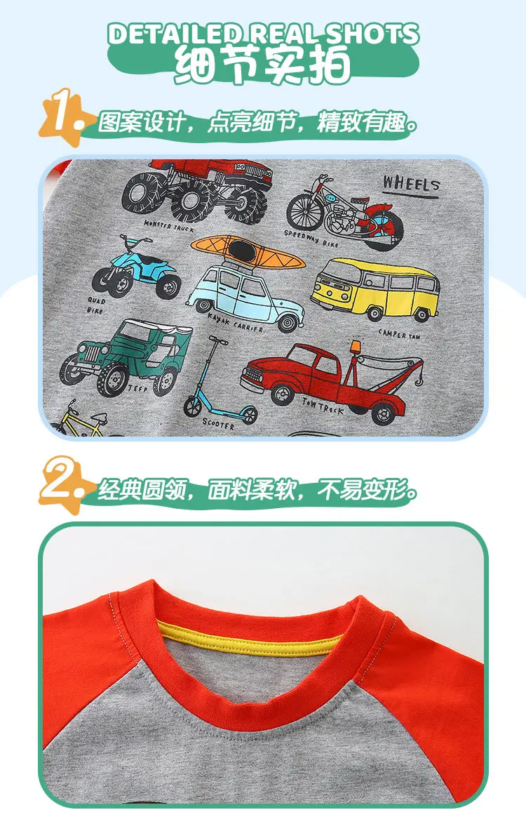 Summer Boys T-shirt Red Grey Cartoon Kids Cotton — feature 21