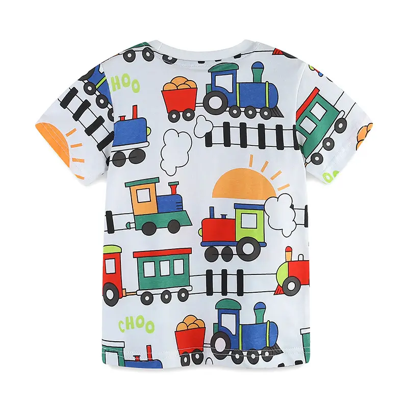 2025 Boys Cartoon Train T-Shirt Short Sleeve Cotton - Image 3