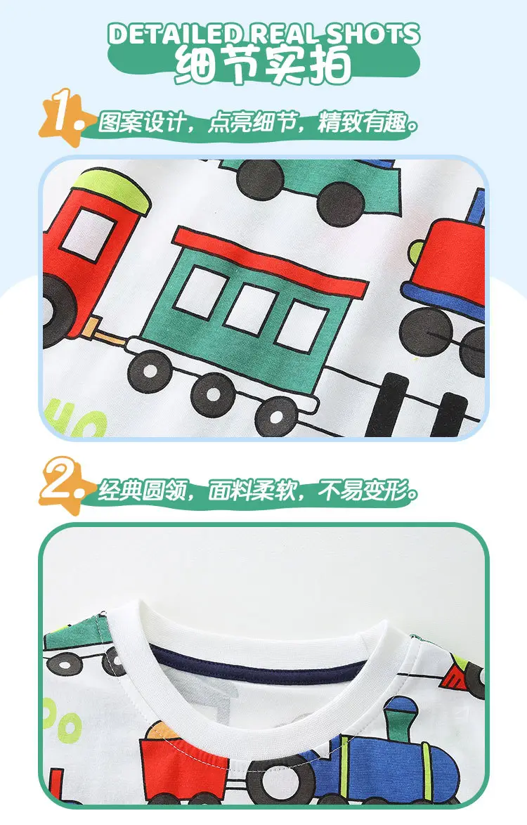 2025 Boys Cartoon Train T-Shirt Short Sleeve Cotton â feature 36