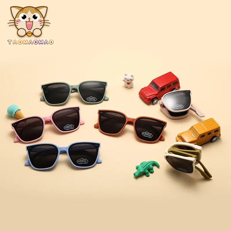 Children's Anti-UV Sunglasses Portable Beige Black