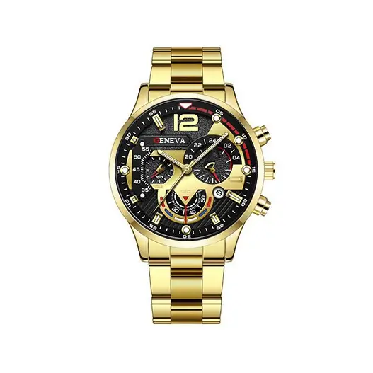 Men's Gold Chain Wristwatch with Calendar & Quartz Movement - Image 7