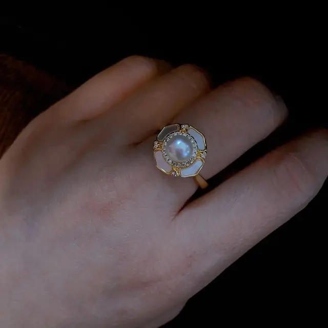 Warm Winter Pearl Ring White Butterfly Fritillaria - Image 2
