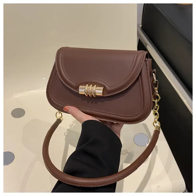 Women's Retro Chain Shoulder Bag Brown 2024 - Image 3