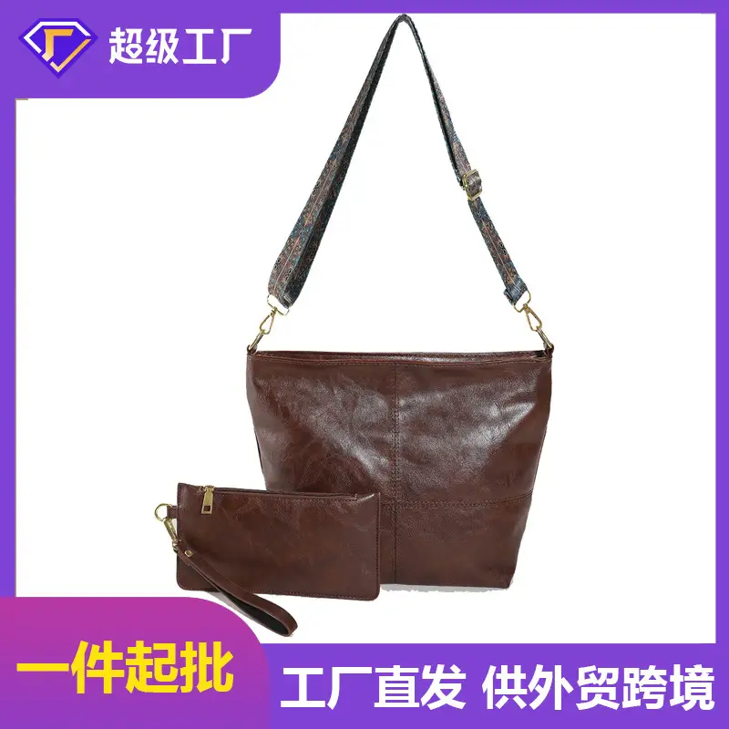Women's Brown Leather Crossbody Bag with Wide Strap - Image 10