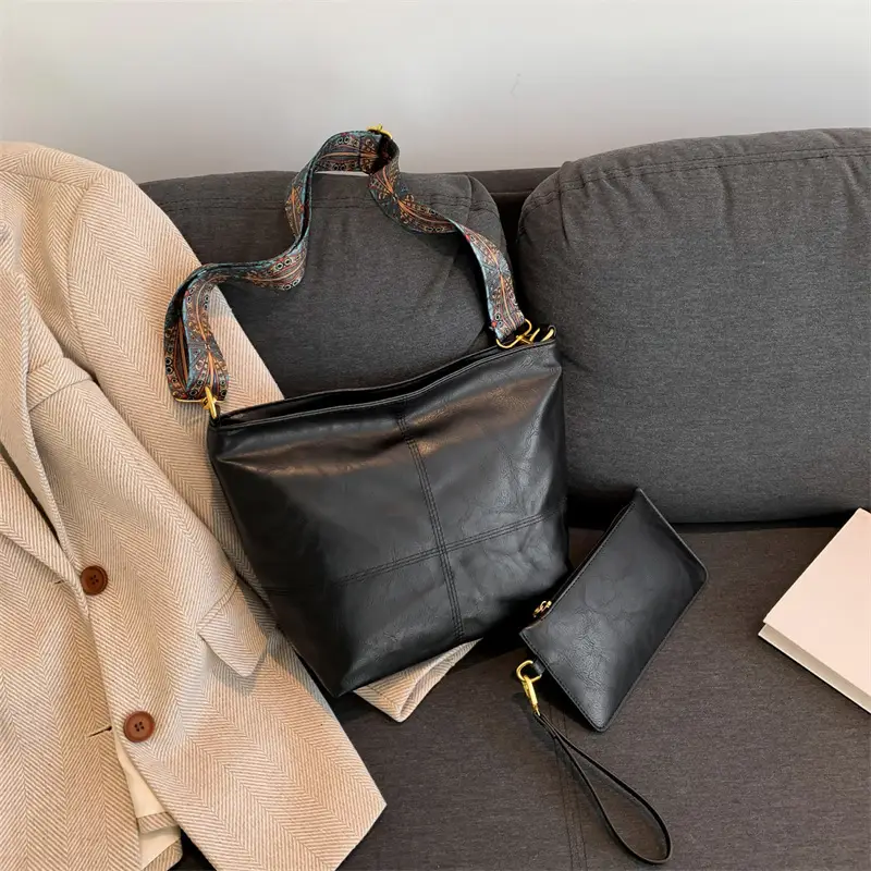 Women's Brown Leather Crossbody Bag with Wide Strap — feature 10