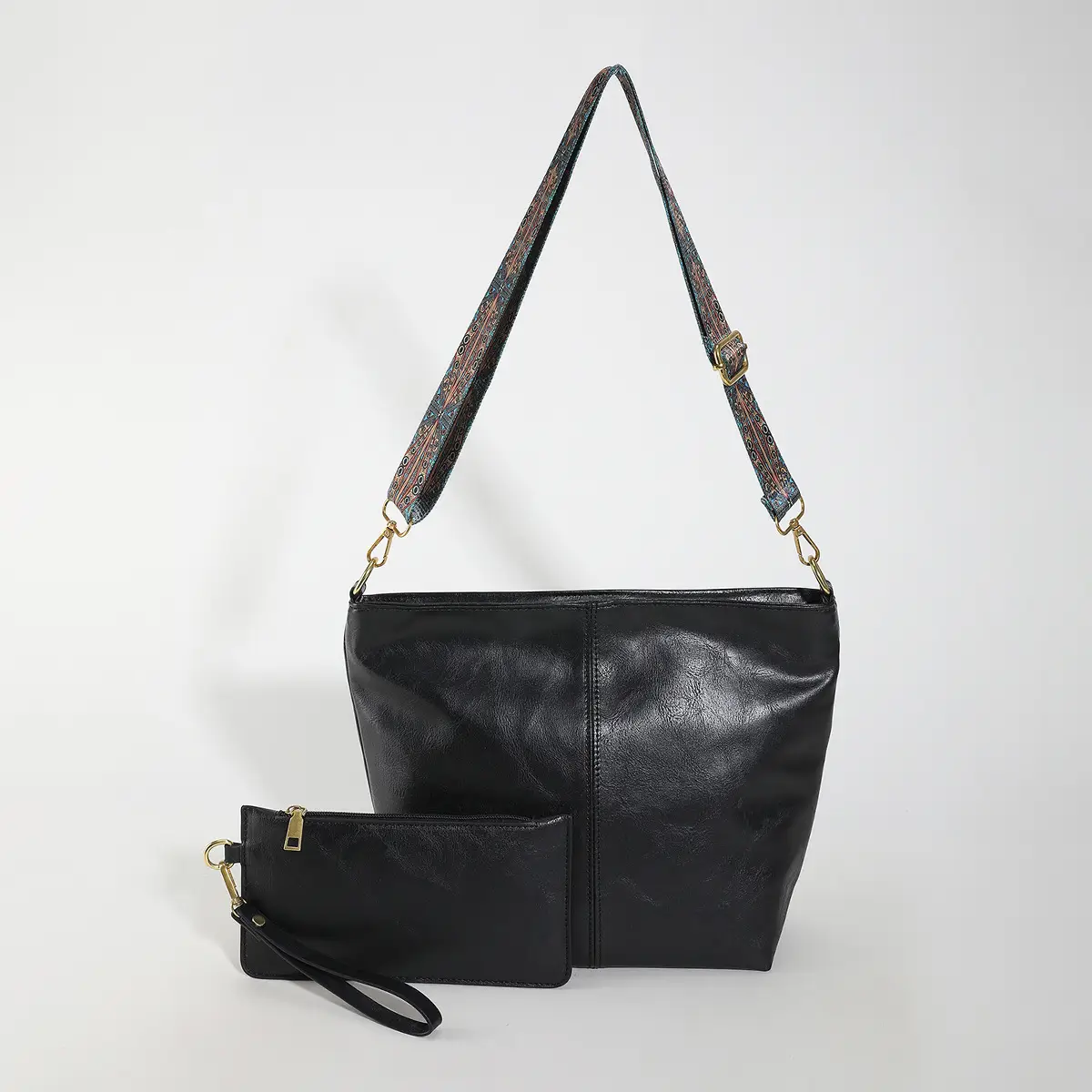Women's Brown Leather Crossbody Bag with Wide Strap - Image 5