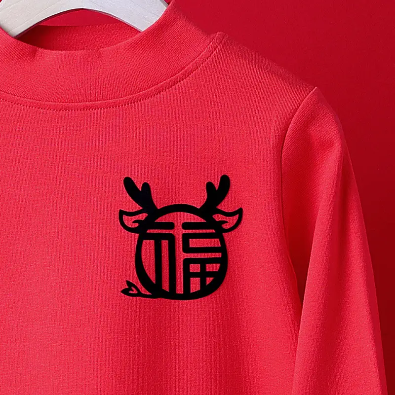 Red Long Sleeve T-Shirt for Boys Winter New Year - Image 3